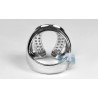 Mens Diamond Horseshoe Luck Ring 14K White Gold 1.05 ct