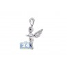 Mens Diamond Guardian Angel Wings Pendant 10K White Gold .60ct