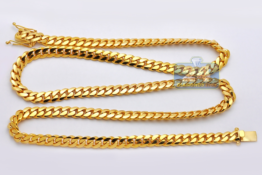 Solid 14K Yellow Gold Miami Cuban Link Chain Necklace for Men 18mm 22-40in  802929