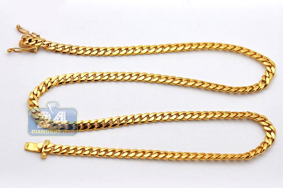 Solid 14K Yellow Gold Miami Cuban Link Mens Chain 6 mm 22