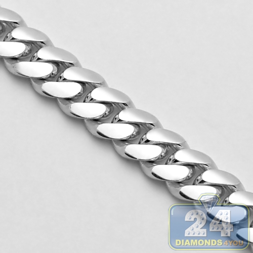 Solid 14K White Gold Miami Cuban Link 