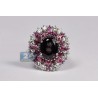 18K White Gold 6.39 ct Diamond Tourmaline Sapphire Womens Ring