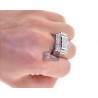 Mens Invisible Set Diamond Pinky Ring 14K White Gold 1.26 ct