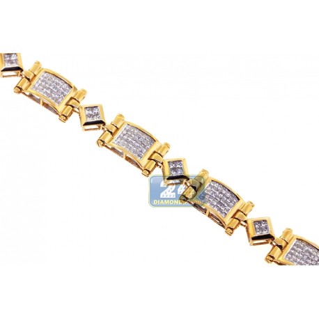 14k Yellow Gold 5 33 Ct Diamond Link Mens Bracelet 8 1 4 Inches 
