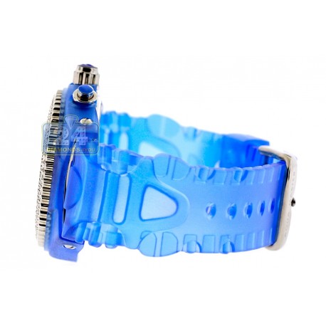 Mens Diamond Blue Watch Aqua Master Sport Plastic 1.00 ct