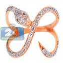 18K Rose Gold 0.54 ct Diamond Womens Winding Snake Ring
