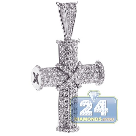 Mens Diamond Cross Pendant Necklace 18K 