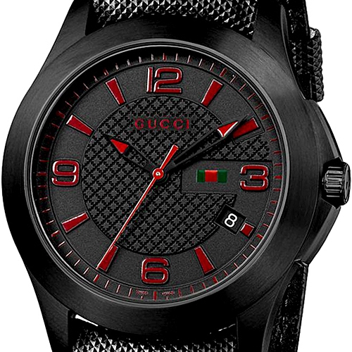 Gucci G-Timeless Chronograph Steel Black Mens Watch YA126205