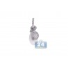 Womens Diamond Oval Pearl Drop Pendant 18K White Gold 0.39ct