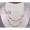 Womens Diamond Bead Station Necklace 18K Two Tone Gold 40"