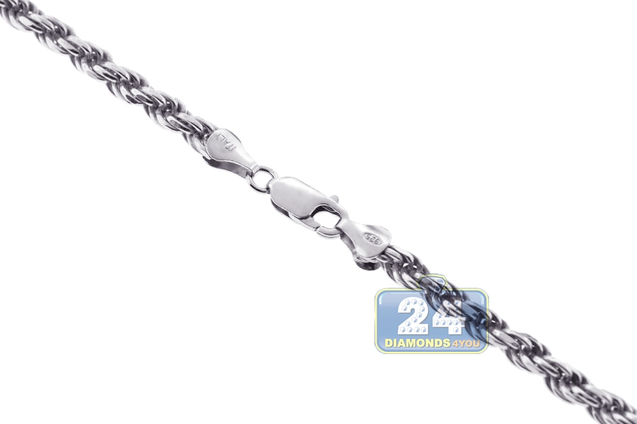 Silver Rope Chain Twisted Link Necklace for Men 18 20 24 30 Length | 2 mm - 7 mm Width 24 / 2 mm