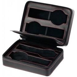 Diplomat Black Leather 4 Watch Travel Case – Watch Box Co.