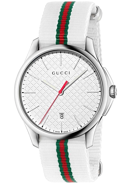 Gucci G-Timeless Web Nylon White Dial 