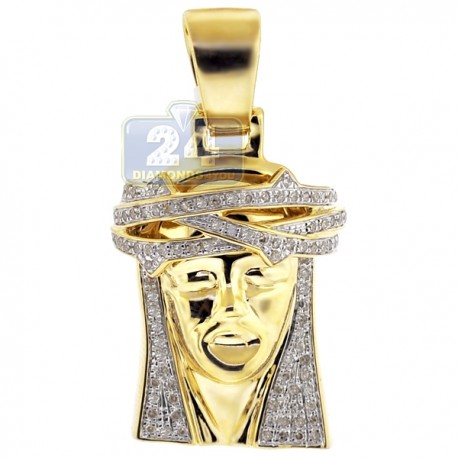 Mens Diamond Jesus Christ Face Pendant 10K Yellow Gold 0.80ct