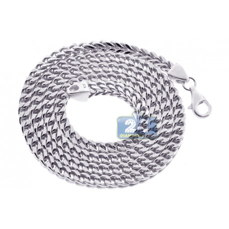 925 Sterling Silver Hollow Franco Mens Chain 4 mm 28 36 inch