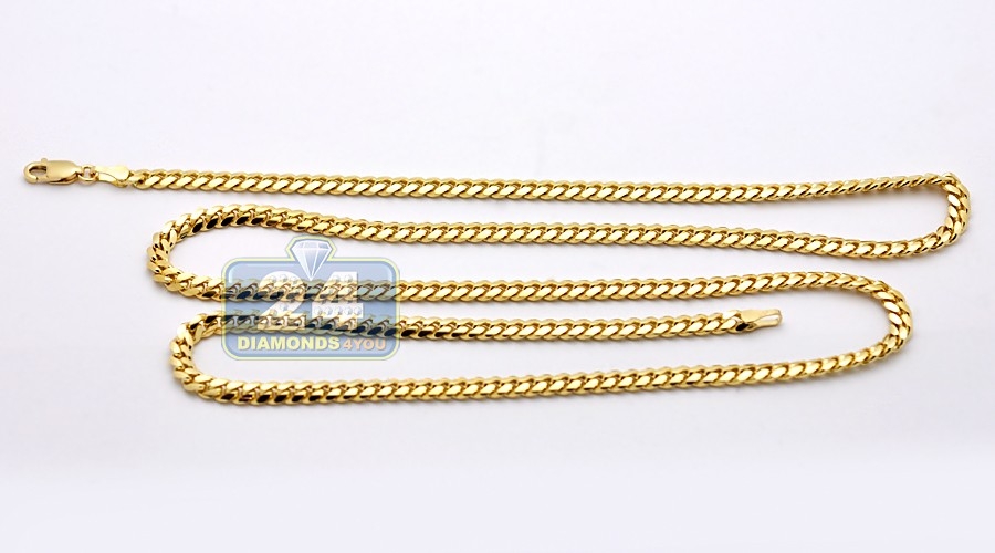 Mens 14k Solid Yellow Gold Cuban Link Chain Necklace 24, 4.5 mm 15 Grams -  Amin Jewelers