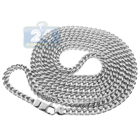 10K White Gold Hollow Franco Diamond Cut Mens Chain 5 mm