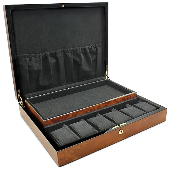 Volta Black Leather Watch Box & Jewelry Storage Box