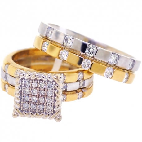 His Hers 1.65 ct Diamond Wedding Rings Set 10K Two Tone Gold