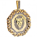 10K Yellow Gold 3.63 ct Diamond Framed Lion Mens Pendant