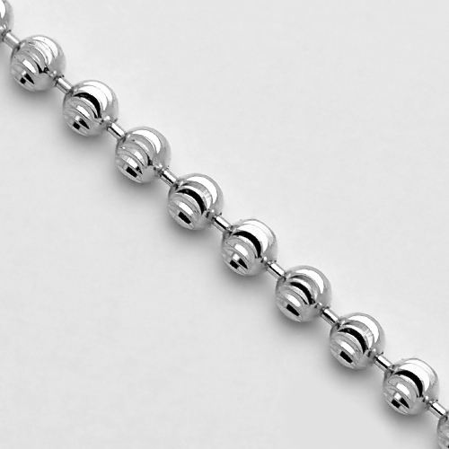 Solid 14K White Gold Moon Cut Beaded 