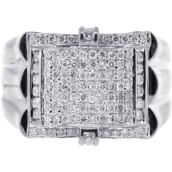 14K White Gold 1.03 ct Diamond Pave Mens Ring