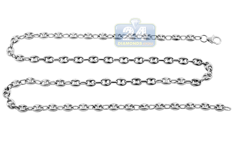 Sterling Silver Puff Anchor Mens Mariner Chain 14 mm 30 36