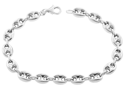 Anchor Hook Bracelet - Sterling Silver 8mm 6.5 inch - S8ANC65