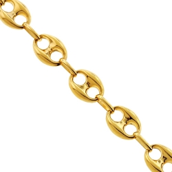 12mm Puffed Mariner Bracelet 14K Real Gold Puffed Mariner Link Chain Bracelet, Unisex Bracelet Mens Gold Bracelet