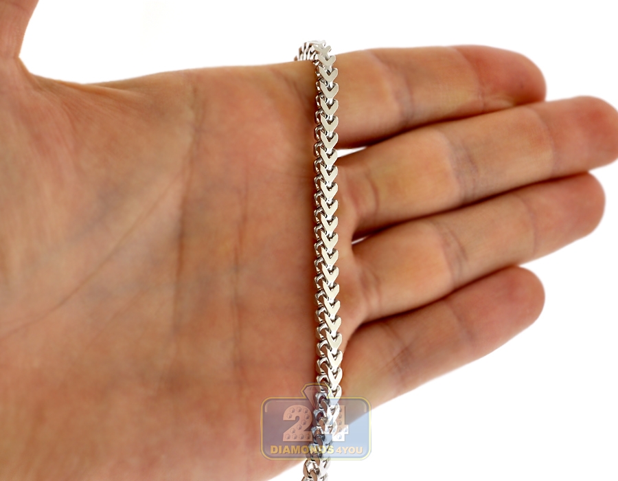 Men's 4mm Silver Franco Chain Bracelet