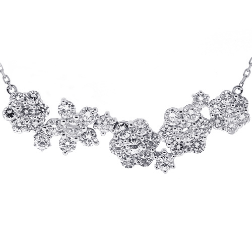 Diamond Blossom Necklace, 14K White Gold