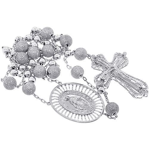 Mens Diamond Rosary Beads Cross 