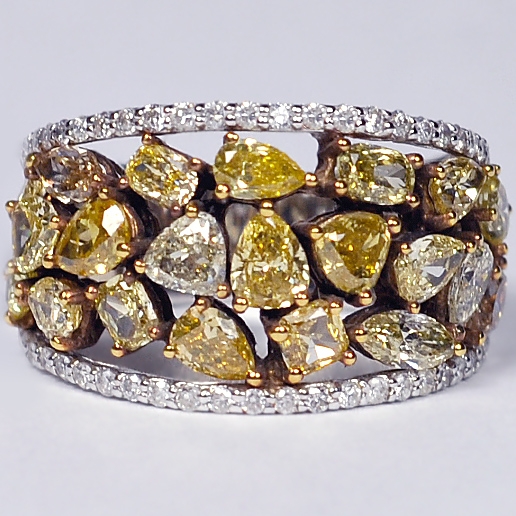 Womens Fancy Yellow Diamond Band Ring 
