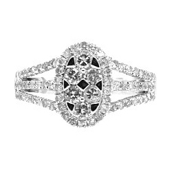 14K White Gold 1.35 ct Diamond Womens Oval Vintage Ring