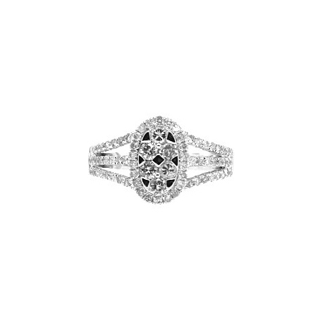 14K White Gold 1.35 ct Diamond Womens Oval Vintage Ring