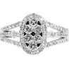 14K White Gold 1.35 ct Diamond Womens Oval Vintage Ring