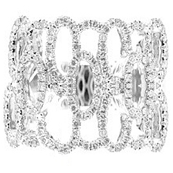 14K White Gold 0.88 ct Diamond Womens Wide Openwork Band Ring