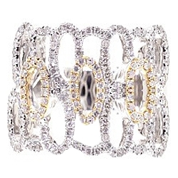 14K Two Tone Gold 0.87 ct Diamond Openwork Womens Ring