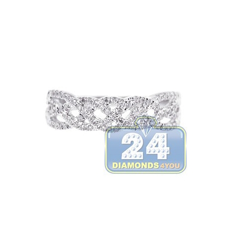 18K White Gold 0.35 ct Diamond Womens Filigree Band Ring