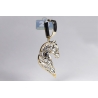 Mens Diamond Horse Face Head Pendant 10K Yellow Gold 1.07ct