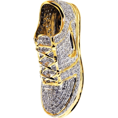 embargo Necessities Grund Mens Diamond Sneaker Sport Shoe Pendant 10K Yellow Gold 1.02ct