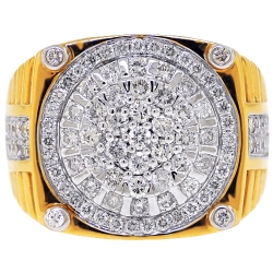 Mens Diamond Dollar Sign Money Ring 14K Yellow Gold 1.91 ct