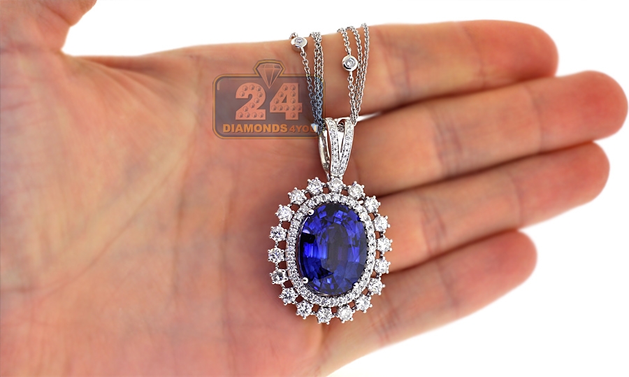 White Gold 291.17 Ct. Blue Sapphire & White Diamond Necklace Jewelry