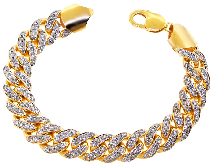 Real Diamonds Round Miami Cuban link bracelet Weight 1215 Grams
