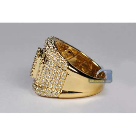 Mens Diamond Pave Wide Band Ring 14K Yellow Gold 2.32 ct