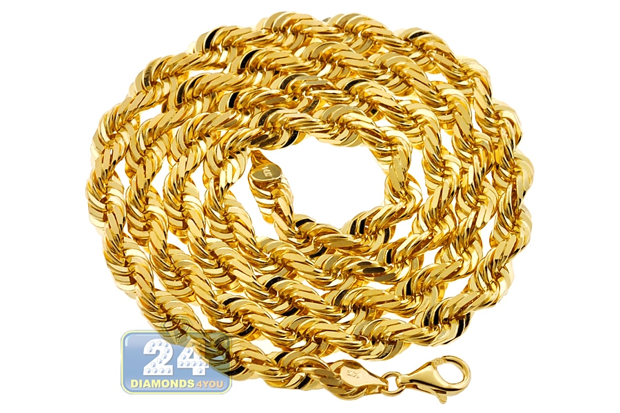 Solid 14K Yellow Gold Mens Rope Chain 7 