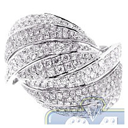 14K White Gold 2.00 ct Diamond Womens Wave Band Ring