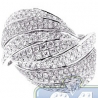 14K White Gold 2.00 ct Diamond Womens Wave Band Ring