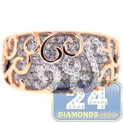 18K Two Tone Gold 1.45 ct Diamond Womens Filigree Band Ring