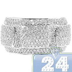 14K White Gold 1.40 ct Diamond Edged Design Womens Ring